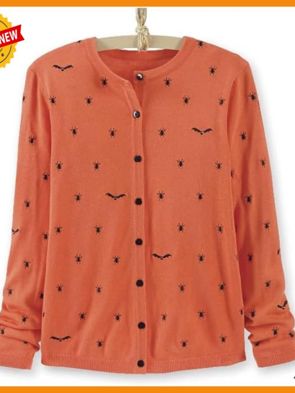 Embroidered Halloween Cardigan, 55% Cotton Acrylic Blend, Machine Washable